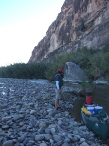 Me, holding the stern line while looking back at Black Gap Rapid
